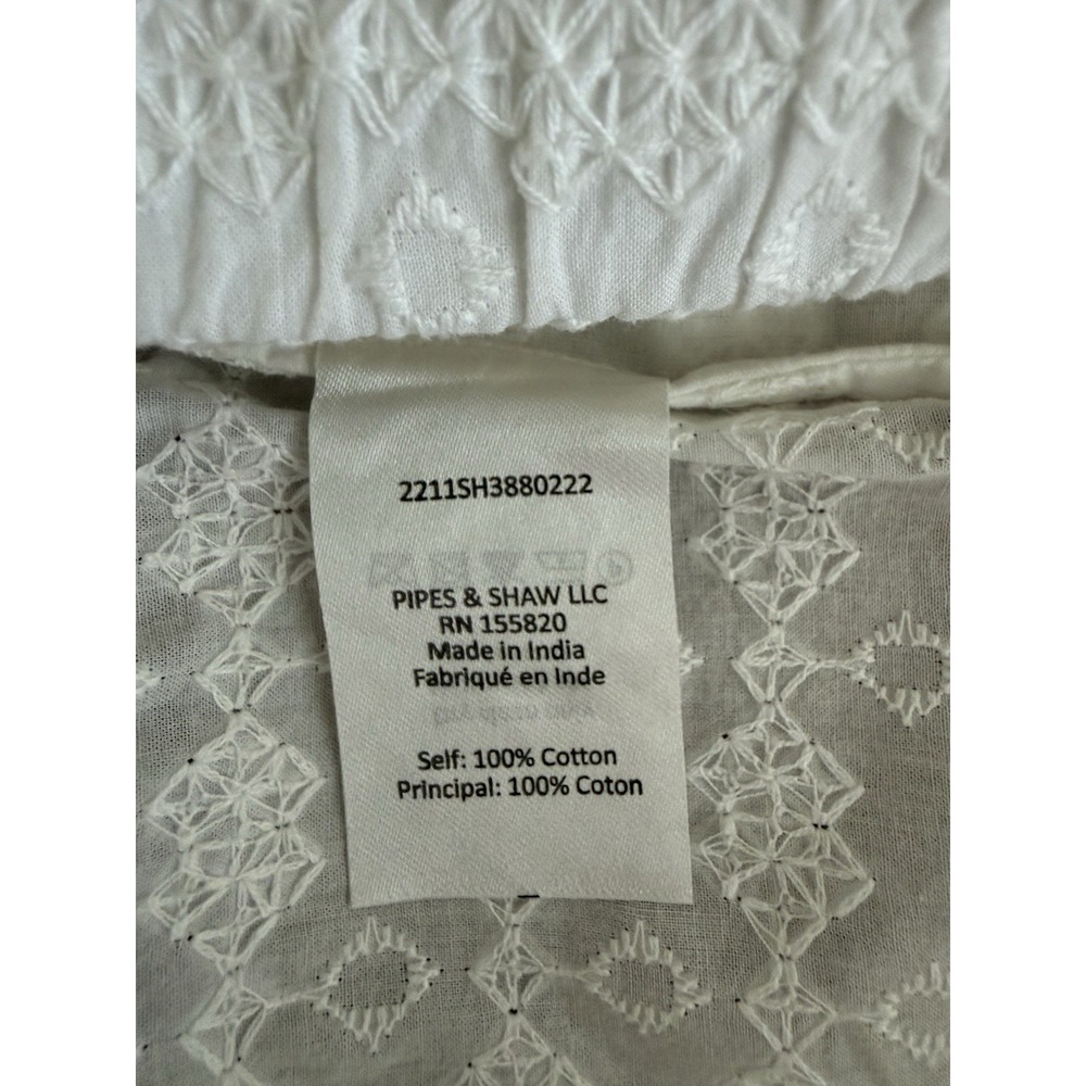 Veronica Beard Tijana Shorts Women's Size XL White Embroidered Scalloped Tassel‎ - Picture 12 of 13